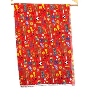 Vintage Moda Fabrics Cheri Strole Sports Cotton Fabric Sports Core Varsity Red